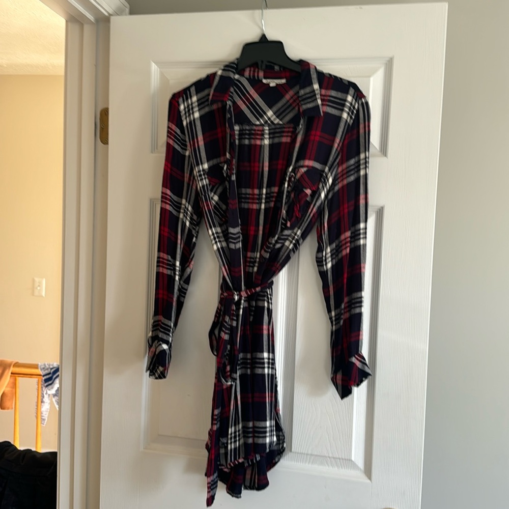 Tie flannel dress